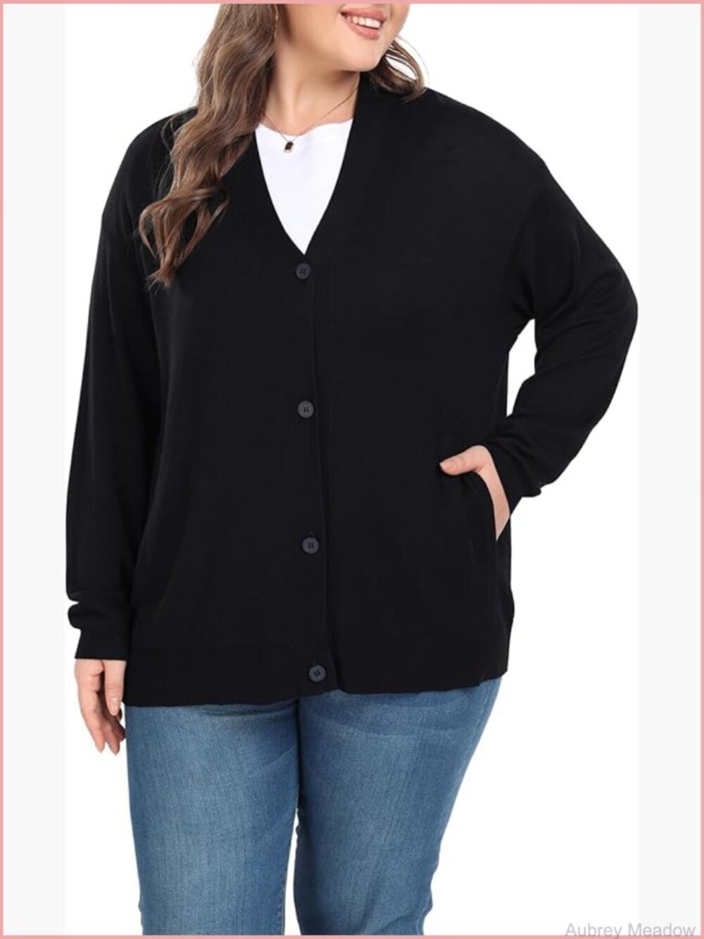 Plus Size Stretch Cardigan Sweater with Pockets